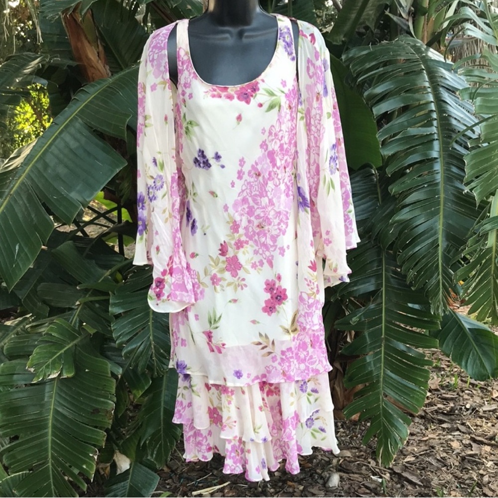 Eva blue floral two piece slip dress